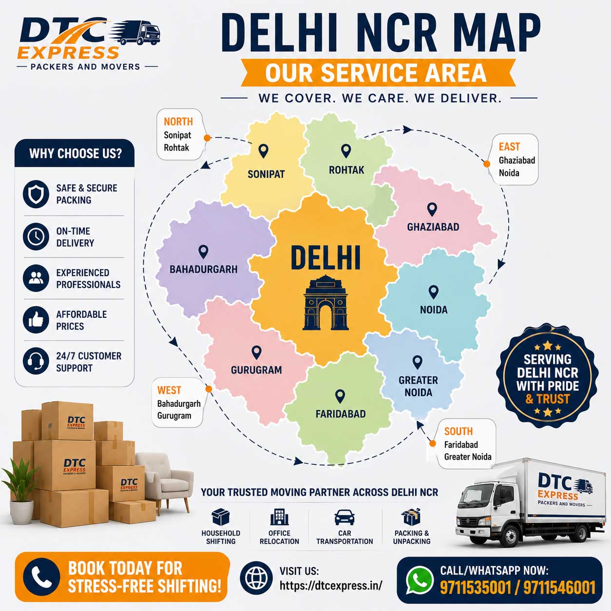 DTC Express Service Coverage Map Delhi NCR